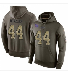 NFL Nike New York Giants 44 Mark Herzlich Green Salute To Service Mens Pullover Hoodie