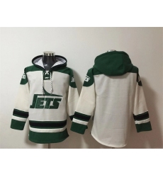 Men New York Jets Blank White Ageless Must Have Lace Up Pullover Hoodie