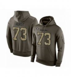 Football Mens Oakland Raiders 73 Maurice Hurst Green Salute To Service Pullover Hoodie