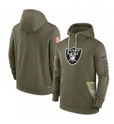 Men Las Vegas Raiders 2022 Olive Salute To Service Therma Performance Pullover Hoodie