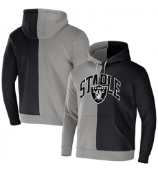 Men Las Vegas Raiders Black Grey Split Logo Pullover Hoodie