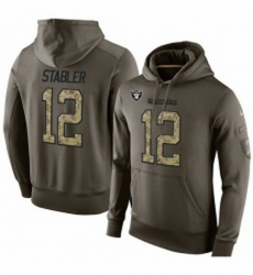NFL Nike Oakland Raiders 12 Kenny Stabler Green Salute To Service Mens Pullover Hoodie