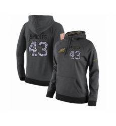Football Womens Philadelphia Eagles 43 Darren Sproles Stitched Black Anthracite Salute to Service Player Performance Hoodie
