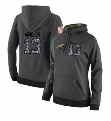 NFL Womens Nike Philadelphia Eagles 13 Nelson Agholor Stitched Black Anthracite Salute to Service Player Performance Hoodie