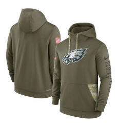 Men Philadelphia Eagles 2022 Olive Salute To Service Therma Performance Pullover Hoodie