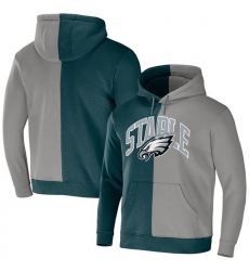 Men Philadelphia Eagles Green Grey Split Logo Pullover Hoodie