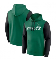 Men Philadelphia Eagles Green Outline Pullover Hoodie