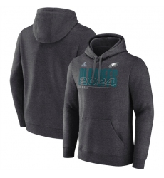 Men Philadelphia Eagles Heather Charcoal 2024 Playoffs Pullover Hoodie