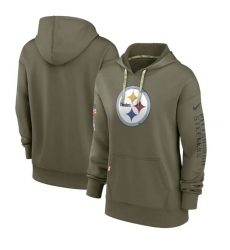 Women Pittsburgh Steelers 2022 Olive Salute To Service Therma Performance Pullover Hoodie
