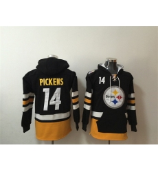 Men Pittsburgh Steelers 14 George Pickens Black Ageless Must Have Lace Up Pullover Hoodie