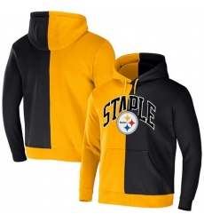 Men Pittsburgh Steelers Gold Black Split Logo Pullover Hoodie