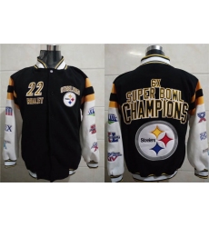 Men Pittsburgh Steelers Stevan Ridley 22 Six Times Super Bowl Champion Black Stitched Hoodie