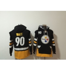NFL Men Pittsburgh Steelers 90 T J Watt Stitched Hoodie