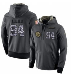 NFL Mens Nike Pittsburgh Steelers 94 Tyson Alualu Stitched Black Anthracite Salute to Service Player Performance Hoodie