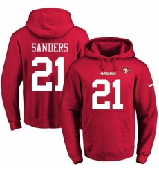 NFL Mens Nike San Francisco 49ers 21 Deion Sanders Red Name Number Pullover Hoodie