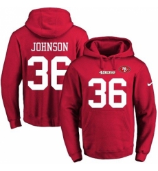 NFL Mens Nike San Francisco 49ers 36 Dontae Johnson Red Name Number Pullover Hoodie