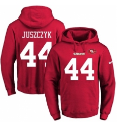 NFL Mens Nike San Francisco 49ers 44 Kyle Juszczyk Red Name Number Pullover Hoodie