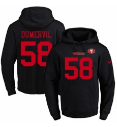 NFL Mens Nike San Francisco 49ers 58 Elvis Dumervil Black Name Number Pullover Hoodie