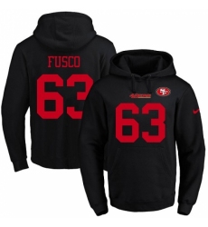 NFL Mens Nike San Francisco 49ers 63 Brandon Fusco Black Name Number Pullover Hoodie