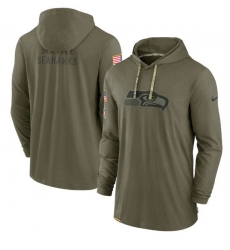 Men Seattle Seahawks 2022 Olive Salute To Service Tonal Pullover Hoodie