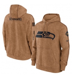 Men Seattle Seahawks 2023 Brown Salute To Service Pullover Hoodie