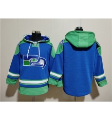 Men Seattle Seahawks Blank Royal Ageless Must Have Lace Up Pullover Hoodie