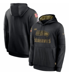 Men Seattle Seahawks Nike 2020 Salute to Service Sideline Performance Pullover Hoodie Black