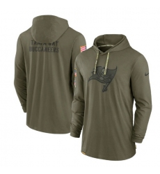 Men Tampa Bay Buccaneers 2022 Olive Salute To Service Tonal Pullover Hoodie