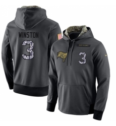 NFL Mens Nike Tampa Bay Buccaneers 3 Jameis Winston Stitched Black Anthracite Salute to Service Player Performance Hoodie