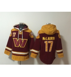 Men Washington Commanders 17 Terry McLaurin Burgundy Ageless Must Have Lace Up Pullover Hoodie