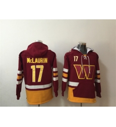 Men Washington Commanders 17 Terry McLaurin Burgundy Lace Up Pullover Hoodie