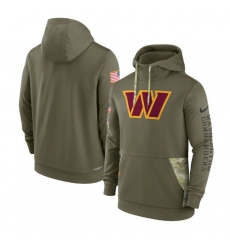 Men Washington Commanders 2022 Olive Salute To Service Therma Performance Pullover Hoodie