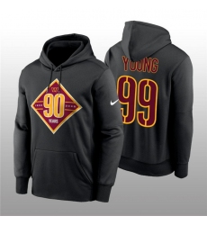 Men Washington Commanders 99 Chase Young Black 90th Anniversary Performance Pullover Hoodie