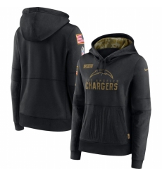 Women Los Angeles Chargers Nike 2020 Salute to Service Performance Pullover Hoodie Black