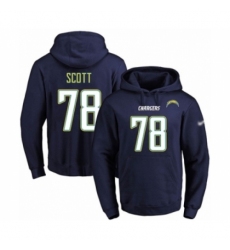 Football Mens Los Angeles Chargers 78 Trent Scott Navy Blue Name Number Pullover Hoodie