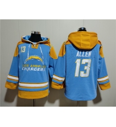Men Los Angeles Chargers 13 Keenan Allen Blue Ageless Must Have Lace Up Pullover Hoodie