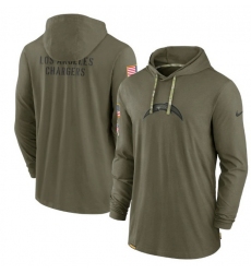Men Los Angeles Chargers 2022 Olive Salute To Service Tonal Pullover Hoodie