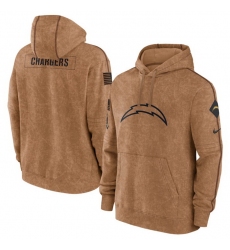 Men Los Angeles Chargers 2023 Brown Salute To Service Pullover Hoodie