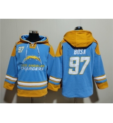 Men Los Angeles Chargers 97 Joey Bosa Blue Ageless Must Have Lace Up Pullover Hoodie