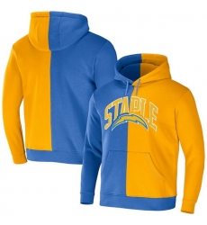 Men Los Angeles Chargers Blue Gold Split Logo Pullover Hoodie