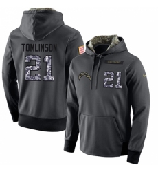NFL Mens Nike Los Angeles Chargers 21 LaDainian Tomlinson Stitched Black Anthracite Salute to Service Player Performance Hoodie