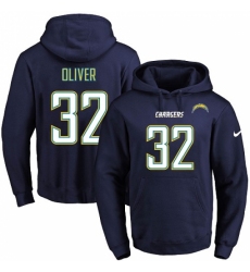 NFL Mens Nike Los Angeles Chargers 32 Branden Oliver Navy Blue Name Number Pullover Hoodie