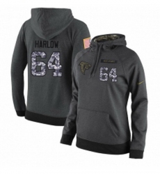 NFL Womens Nike Atlanta Falcons 64 Sean Harlow Stitched Black Anthracite Salute to Service Player Performance Hoodie