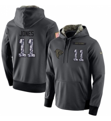 NFL Mens Nike Atlanta Falcons 11 Julio Jones Stitched Black Anthracite Salute to Service Player Performance Hoodie