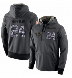 NFL Mens Nike Atlanta Falcons 24 Devonta Freeman Stitched Black Anthracite Salute to Service Player Performance Hoodie