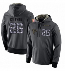 NFL Mens Nike Atlanta Falcons 26 Tevin Coleman Stitched Black Anthracite Salute to Service Player Performance Hoodie
