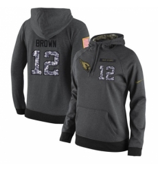 NFL Womens Nike Arizona Cardinals 12 John Brown Stitched Black Anthracite Salute to Service Player Performance Hoodie