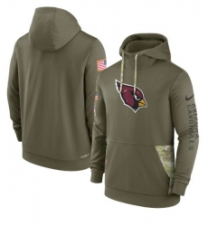 Men Arizona Cardinals 2022 Olive Salute To Service Therma Performance Pullover Hoodie