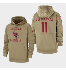 Mens Arizona Cardinals 11 Larry Fitzgerald 2019 Salute to Service Sideline Therma Pullover Hoodie Tan