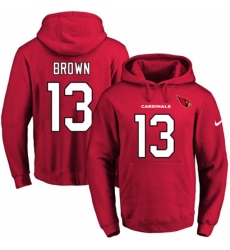 NFL Men Nike Arizona Cardinals 13 Jaron Brown Red Name Number Pullover Hoodie
